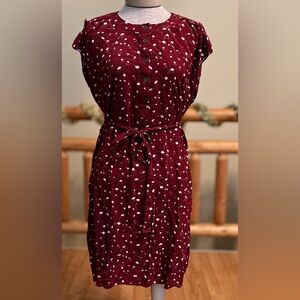 DownEast Burgundy Floral Midi Dress